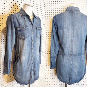 Neslay Design | Vintage Y2K Denim Jean Mini Dress or Tunic Button Down Top Sz. S
